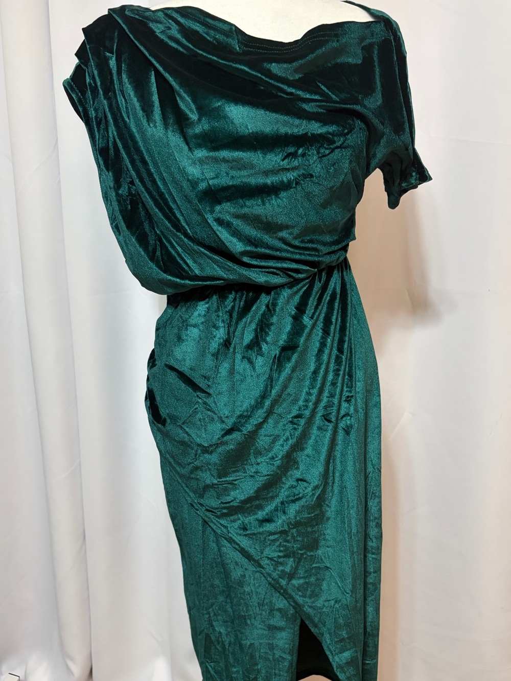 Emerald Green Draped cocktail Dress